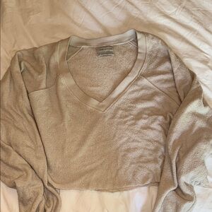 Urban Outfitters Cream V-Neck Sweater Lightweight Knit